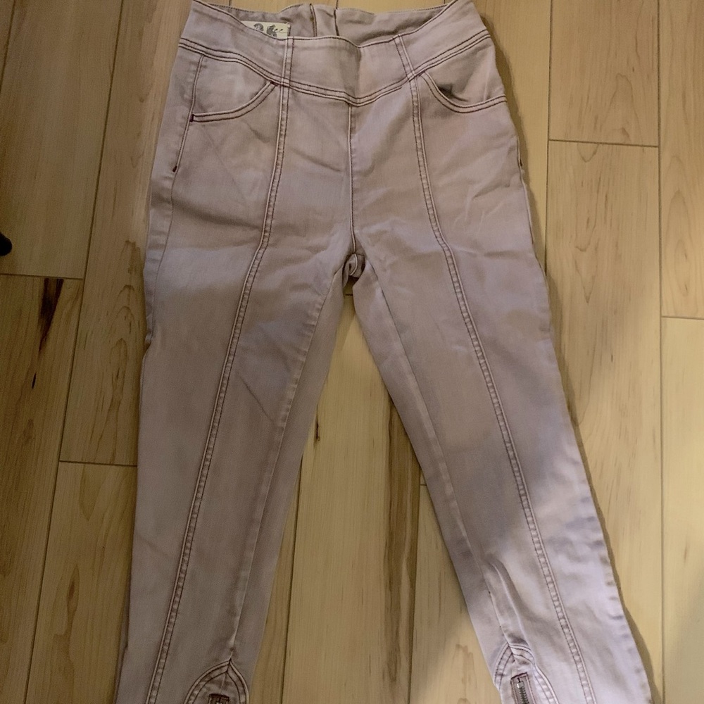 Free People Back-Zip Moto-Style Jeans